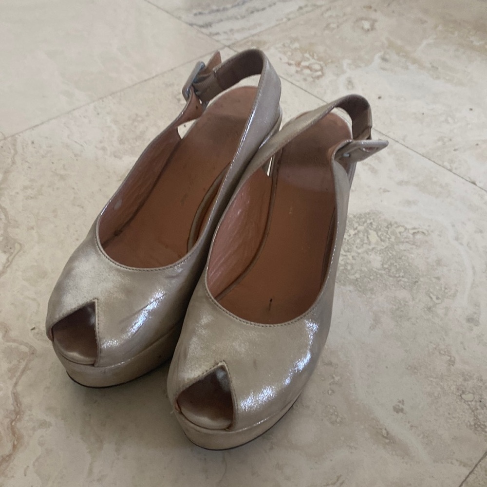 Robert Clergerie metallic platform slingback